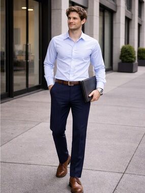 Peter Manning Five Eight New York Navy Blue Chinos Pants Mens 33x29